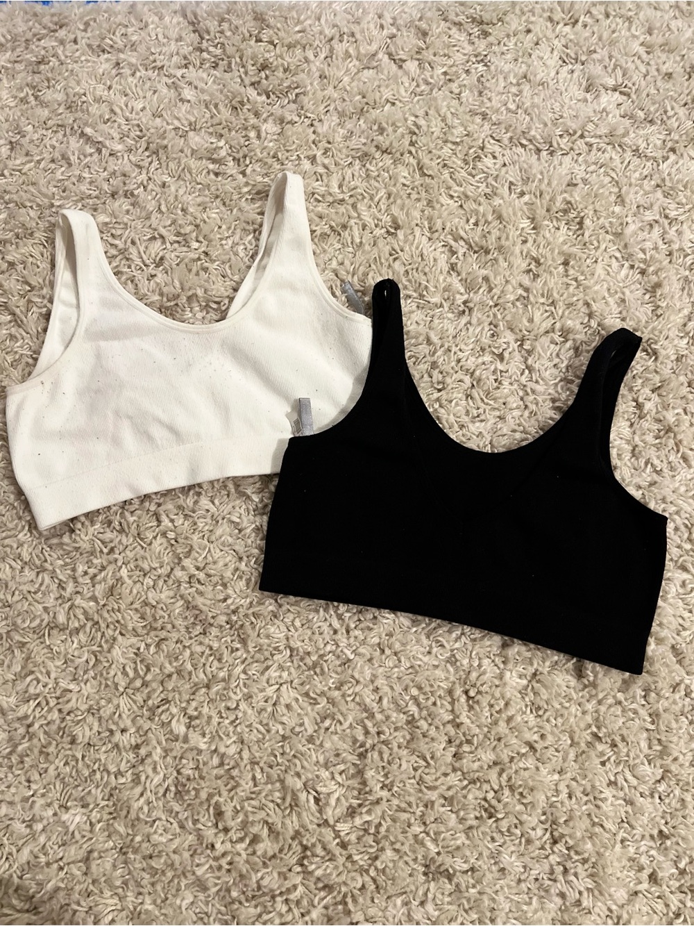 Essentials Ribbed Crop Bralette — Black & White